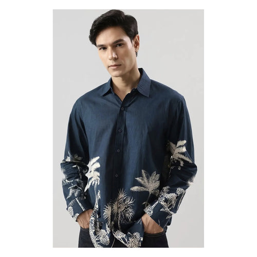 Beige Script Floral Print Shirt
