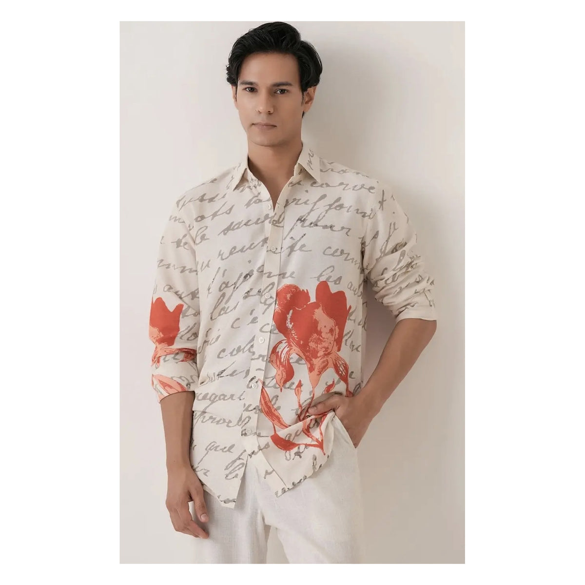 Navy Palm Print Shirt