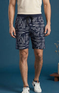 Men's Abstract Print Casual Shorts - Black