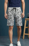 Men's Abstract Print Drawstring Casual Shorts - Navy